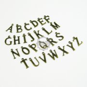 1set 15x10mm vintage kawaii metal 26 alphabet letter bronze brass pendant charm packs assortment 1810055