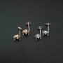 1Pair 5-6MM Rose Gold Plated Solid 925 Sterling Silver Trillion Triangle Prong Bezel DIY Studs Earrings Settings for Gemstone Jewelry Supplies 1706047