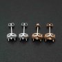 1Pair 5-6MM Rose Gold Plated Solid 925 Sterling Silver Heart Prong Bezel DIY Studs Earrings Settings for Gemstone Jewelry Supplies 1706051