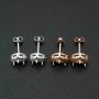 1Pair 5-6MM Rose Gold Plated Solid 925 Sterling Silver Heart Prong Bezel DIY Studs Earrings Settings for Gemstone Jewelry Supplies 1706051