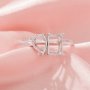 Two Stones Toi Et Moi Prong Ring Settings,Solid 925 Sterling Silver Ring,Minimalist Ring,DIY Ring Supplies 1295054-1