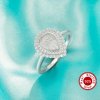 6x8MM Keepsake Breast Milk Resin Pear Bezel Ring Settings,Double Halo Solid 925 Sterling Silver Ring,Solid Back Pear Ring,Pave Moissanite Ring,DIY Ring Supplies 1295082