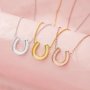 Keepsake Breast Milk Resin Horse Shoe U Bezel Pendant Necklace Settings,Solid 14K 18K Gold Necklace 16''+2'' Extension Chain 1431463