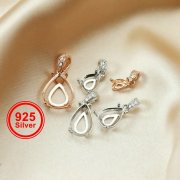 1Pcs Multiple Size Prong Bezel Settings For Tear Pear Drop Shape Gems Facted Cz Stone Solid 925 Sterling Silver DIY Pendant Charm Settings Tray 1431034