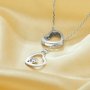 Keepsake Breast Milk Resin Ball Round Pin Pendant Necklace Settings for 5-6MM Half Drilled Pearl Bead,Double Heart Solid 925 Sterling Silver Necklace 16''+2'' 1431499