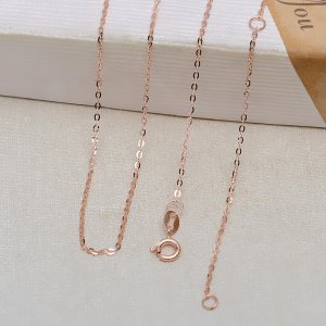 0.9MM Solid 18K Rose Gold Necklace,Au750 Necklace,18K Gold Cable Necklace,DIY Necklace Chain Supplies 16\'\'+2\'\' 1329006