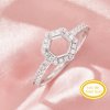Halo Hexagon Prong Ring Settings,Solid 14K 18K Gold Moissanite Ring,Pave Moissanite Hexagon Ring,DIY Ring Supplies 1294983