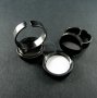 5pcs 14mm gun black round bezels base tray setting photo frame brass adjustable custom ring DIY blanks supplies 1218003