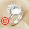 Keepsake Breast Milk Resin Round Ring Settings,Stackable Solid 925 Sterling Silver Ring,Art Deco Stacker Ring Band,DIY Ring Set 1294456