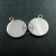 20pcs 18mm setting size one loop silvery round bezel tray DIY pendant charm supplies 1411060