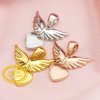 Keepsake Breast Milk Bezel 8MM Heart Pendant Settings Angel Wings Solid 14K/18K Gold DIY Memory Jewelry Supplies 1431131-1