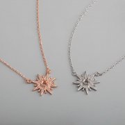 1Pcs 4MM Solid 925 Sterling Silver Rose Gold Round Gemstone Prong Bezel Settings DIY Snow Flake Pendant Necklace 16''+2'' 1411236