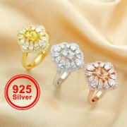 4x6MM Oval Prong Ring Settings,Vintage Style Ring,Flower Solid 925 Sterling Silver Rose Gold Plated Ring,DIY Ring Supplies 1294565