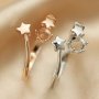 3-5MM Round Prong Ring Settings Stars Bezel Solid 925 Sterling Silver Rose Gold Plated Band for DIY Gemstone Adjustable Ring Supplies 1215026
