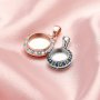 Keepsake Breast Milk Resin Round Pendant Bezel Settings,Solid Back 925 Sterling Silver Rose Gold Plated Pendant,Pave CZ Stone Charm,DIY Pendant Supplies 1431251