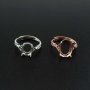 1Pcs Multiple Size Split Shank Oval Prong Bezel Rose Gold Plated Solid 925 Sterling Silver Adjustable Ring Settings for Moissanite Gemstone DIY Supplies 1224028