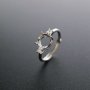 1Pcs 5-8MM Round Simple Silver Gemstone Cz Stone Prong Bezel Solid 925 Sterling Silver Adjustable Ring Settings 1214033