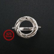 10MM Round Prong Ring Settings Solid 925 Sterling Silver DIY Adjustable Ring Bezel for Gemstone 1212068