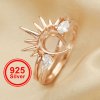 7x9MM Pear Prong Ring Settings Balnk,Stackable Solid 925 Sterling Silver Ring,Rose Gold Plated Art Deco Stacker ring Band,DIY Ring Set 1294426