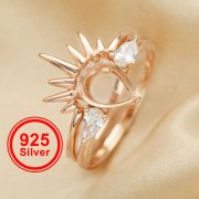 7x9MM Pear Prong Ring Settings Balnk,Stackable Solid 925 Sterling Silver Ring,Rose Gold Plated Art Deco Stacker ring Band,DIY Ring Set 1294426