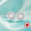 Keepsake Breast Milk Resin 6MM Round Bezel Studs Earrings Settings,Sun Flower Solid Back Solid 925 Sterling Silver Earring,DIY Earrings Supplies 1702248