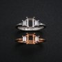 4x6MM Rectangle Prong Ring Settings Three Stone Rose Gold Plated Solid 925 Sterling Silver Adjustable Ring Bezel for Gemstone 1294244
