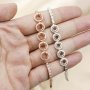 4x6MM Oval Prong Bracelet Settings Halo 5 Stones Rose Gold Plated Solid 925 Sterling Silver Bracelet Bezel with 6''+1.6'' Chain 1900265