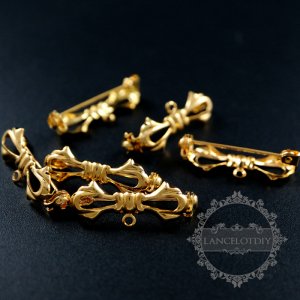 20pcs 11x30m vintage style gold color brass bow knot with loop DIY brooch findings supplies 1582043