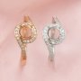 Round Prong Ring Settings Solid 14K 18K Gold Bypass Shank Moissanite Accents DIY Memory Ring Bezel 1210055-1