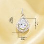 Elegant Halo Pear Simulated Diamond Pendant With 6x8MM Pear Cubic Zirconia,Solid 925 Sterling Silver Pendant Charm 6130054