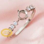 3-8MM Round Prong Ring Setttings Memory Jewelry Solid 14K 18K Gold DIY Ring Blank Wedding Band for Gemstone 1210030-1