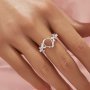 Pear Prong Ring Settings,Bypass Shank Solid 14K 18K Gold Ring,Tree Branch Leaf Art Deco DIY Ring Supplies 1295042