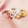 16MM Moon Star Mother Baby Keepsake Breast Milk Bezel Settings for Resin Solid 14K Gold DIY Pendant Bezel 1431120-1