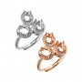 4x6MM Oval Prong Ring Settings Solid 925 Silver Rose Gold Plated Three Stones DIY Adjustable Ring Bezel for Gemstone Supplies 1224089