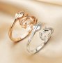 Oval Prong Ring Blank Settings Flower Leaf Bezel Solid 925 Sterling Silver Rose Gold Plated Adjustable Ring Band for Gemstone 1224111