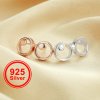 8MM Round Simple Studs Earrings,Full Moon Circle Solid 925 Sterling Silver Rose Gold Plated Earrings 1706101