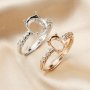 Oval Ring Blank Settings Bezel Solid 925 Sterling Silver Rose Gold Plated Adjustable Ring Band 1224103