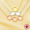 6MM Round Keepsake Breast Milk Bezel Settings for Resin Solid 925 Sterling Silver Rose Gold Plated DIY Pendant Bezel with Necklace Chain 18''+2'' 1411304