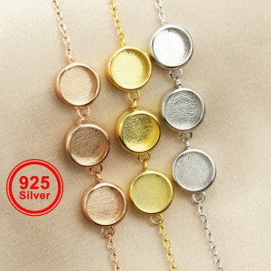 6MM Round Keepsake Breast Milk Bezel Settings for Resin Solid 925 Sterling Silver Rose Gold Plated DIY Pendant Bezel with Necklace Chain 18\'\'+2\'\' 1411304