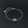 1Pcs Round Prong Bezel Bracelet Settings Halo Solid 925 Sterling Silver Tray for Gemstone 6''+1.6'' 1900247