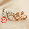 1Pair Multiple Size Oval Cabochon Stone Bezel Rose Gold Solid 925 Sterling Silver Studs Earrings Settings DIY Supplies 1702186