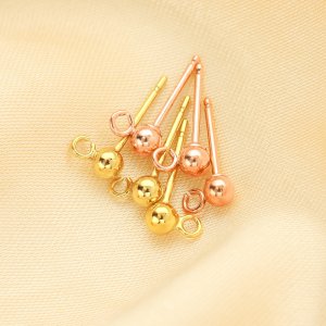 1Pair 2MM Ball Post Studs Earrings with Open Loop,14k Gold Filled Ball Studs Earringss,Minimalist Earringss,DIY Earringss Supplies 1706124