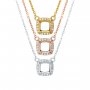 6MM Cushion Square Prong Pendant Settings,Solid 925 Sterling Sliver Necklace,Pave CZ Stone Square Pendant,With Necklace Chain 16''+2' 1431214