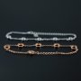1Pcs 3-7MM Simple Round Bezel Rose Gold Plated Solid 925 Sterling Silver DIY Bracelet Blank Settings for Cabochon Gemstone 1900225