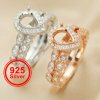 6x8MM Pear Prong Ring Settings Stackable Solid 925 Sterling Silver Rose Gold Plated Square Bezel Stacker Band DIY Ring Set Supplies 1294410