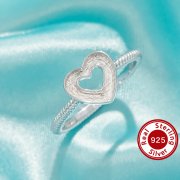 Keepsake Breast Milk Resin Heart Channel Ring Settings,Solid 925 Sterling Silver Ring,Minimalist Heart Ring,DIY Ring Supplies 1295045-1