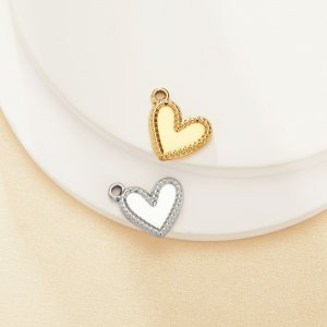8MM Heart Bezel Stainless Steel Pendant Settings,Yellow Gold Silver Heart Pendant Charm,Art Deco Heart Pendant,DIY Pendant Blank Supplies 1431516