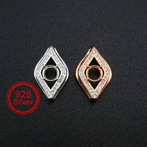 5MM Round Prong Pendant Settings Evil Eye of Horus Rose Gold Plated Solid 925 Sterling Silver Charm Bezel for Gemstone DIY Supplies 1411276