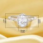 Luxury Halo Simulated Diamond Ring With 6x8MM Oval White Cubic Zirconia,Solid 925 Sterling Silver Ring,Pave CZ Stone Oval Ring 6220333