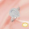 6x8MM Keepsake Breast Milk Resin Pear Bezel Ring Settings,Double Halo Solid 14K 18K Gold Ring,Solid Back Pear Ring,Pave Moissanite Ring,DIY Ring Supplies 1295082